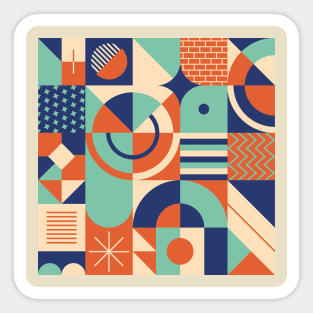 Red and blue retro pattern Sticker